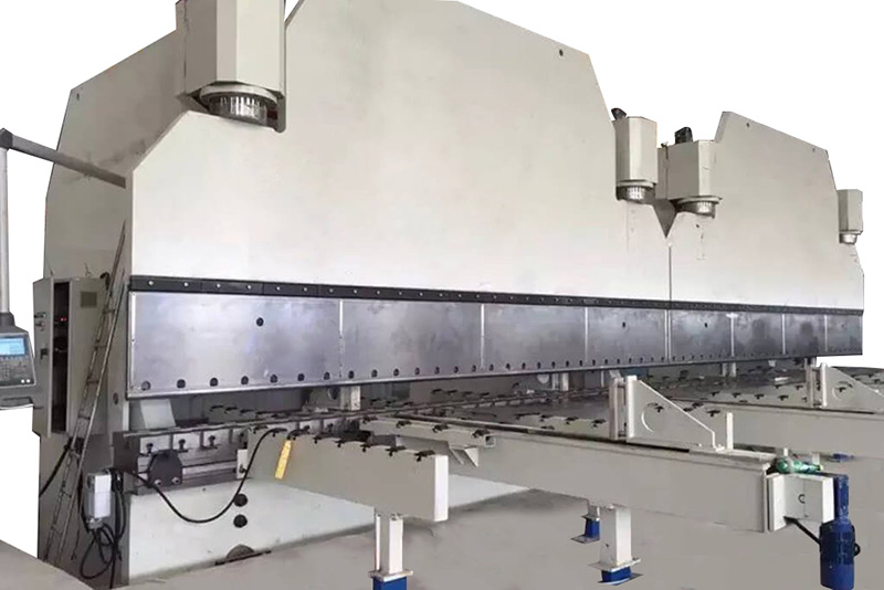 CNC press brake machine setup with tooling and back gauge